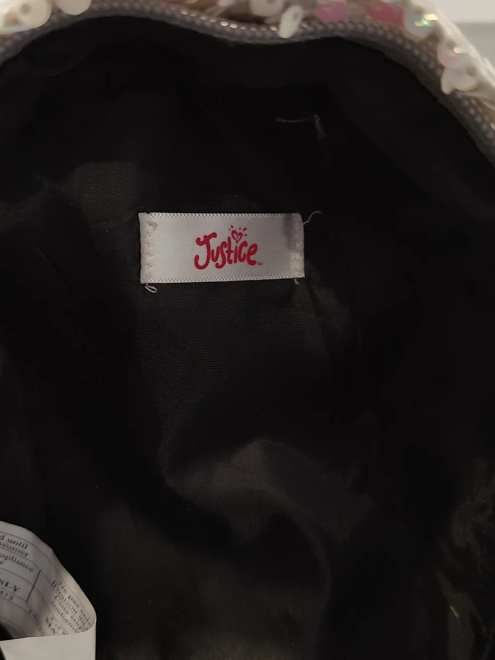 Justice Iridescent Sequin Unicorn Mini Backpack with Letter K And White Pom